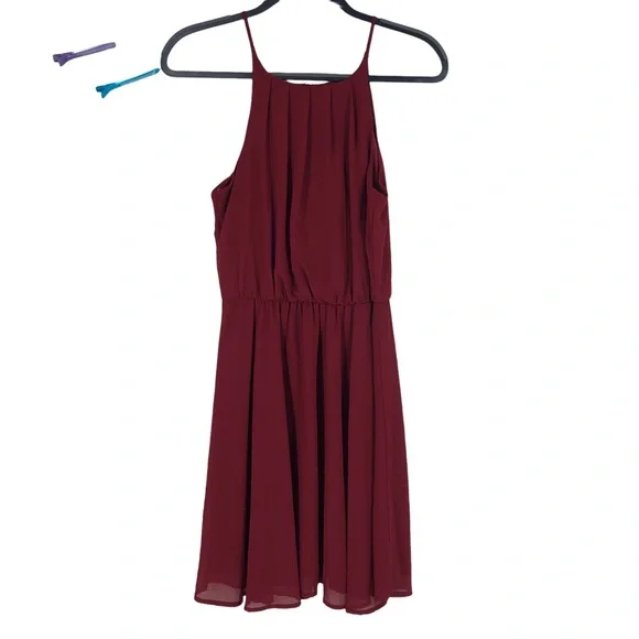 Mi Ami Dresses | Burgundy Wine Colored Summer Cocktail Dress, Bridesmaid, Evening Wear Chiffon M | Color: Red | Size: M | Pamsplunder68's Closet